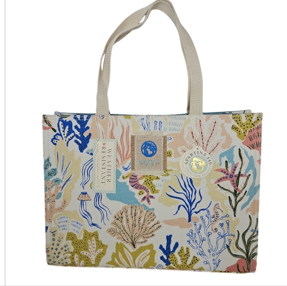 Spartina 449 Market Tote Coated Canvas Mermaid Sea NEW
